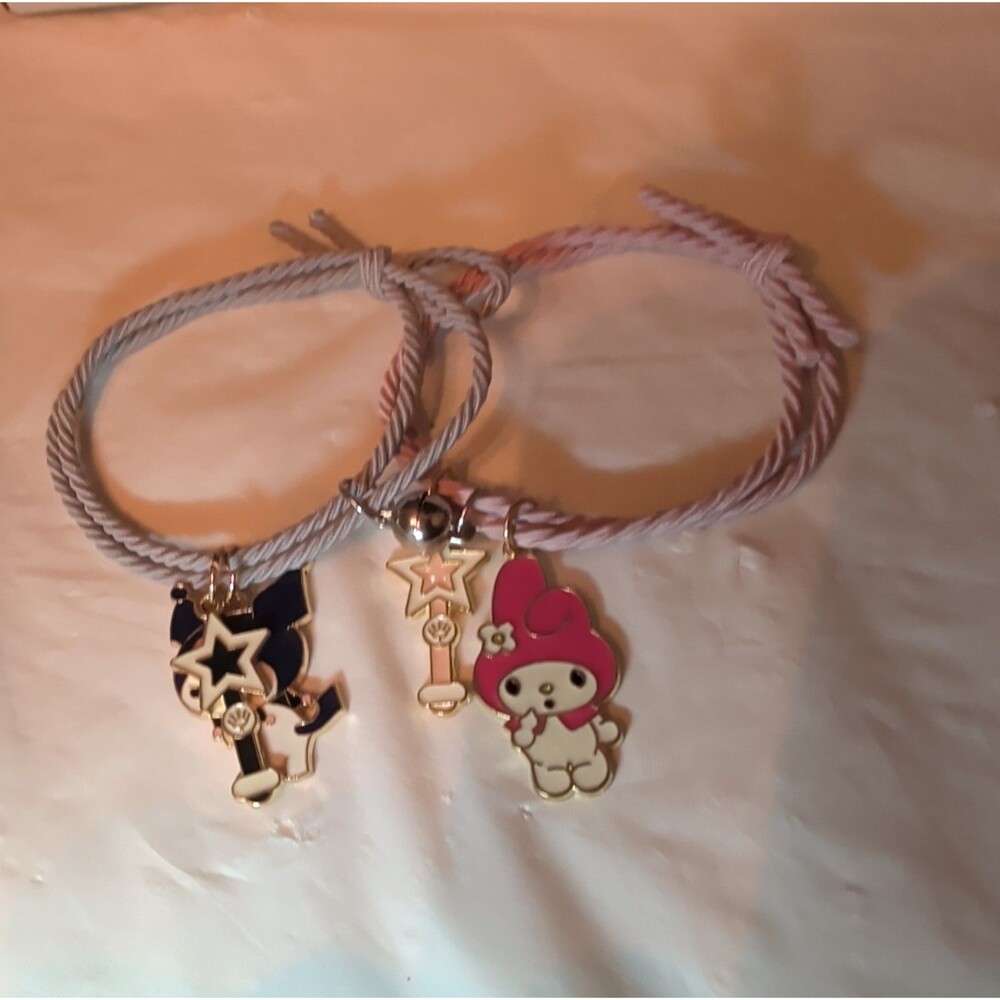 Kuromi My Melody Magnetic Friendship Bracelet Set Enamel Kawaii Y2K OS - Picture 7 of 16